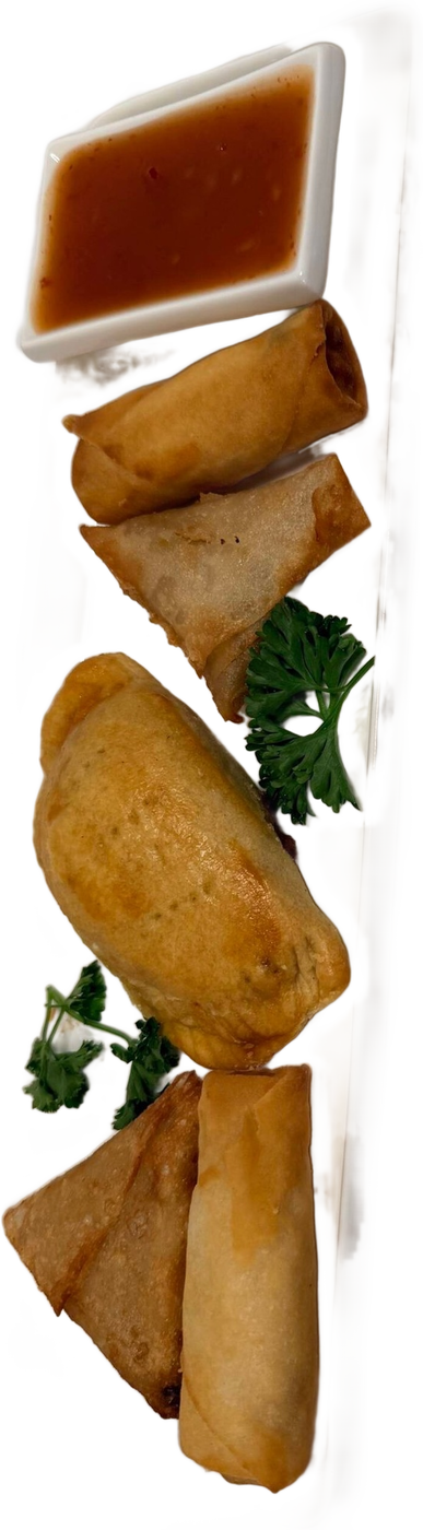 Small chops: spring rolls and pies with dipping sauce